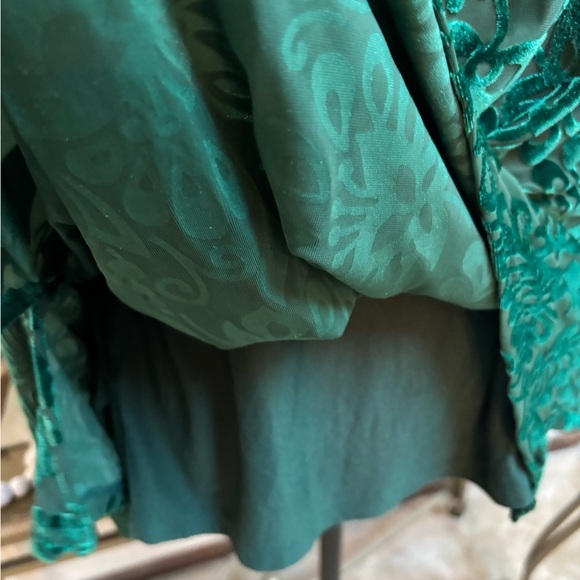 SOFT SURROUNDINGS Green Floral Print Velvet Turtleneck Long Sleeve Top SZ L NWT - Picture 7 of 11